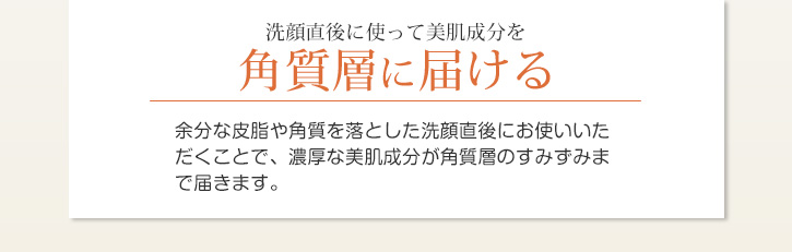 洗顔直後の使って美肌成分を角質層に届ける