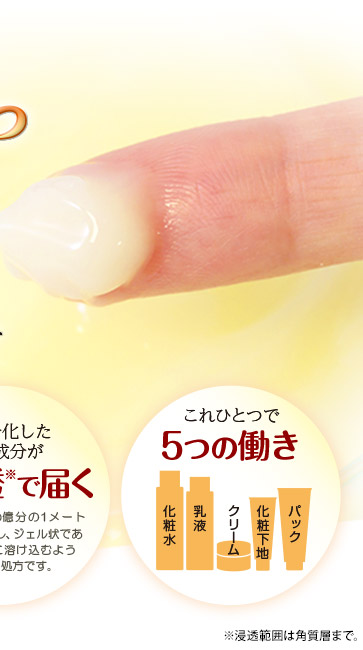 ぷるんっ「ジェル」、ピンッ「弾むハリ肌」