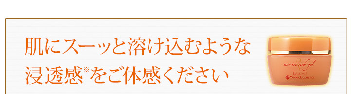 肌にスーッと溶け込むような浸透感（※）をご実感ください　※浸透範囲は角質層まで　※写真及びイラストはイメージです