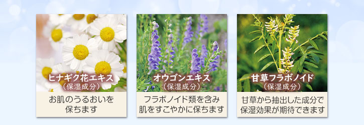 ヒナギク花エキス オウゴンエキス 甘草フラボノイド