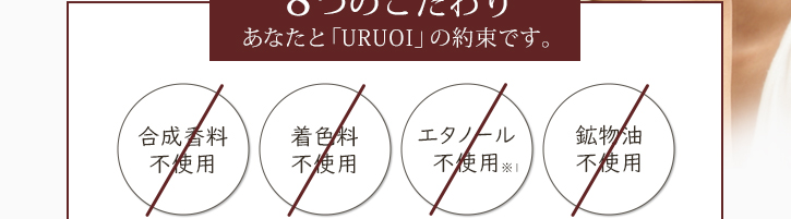 合成香料不使用　着色料不使用　エタノール不使用（※2）　鉱物油不使用