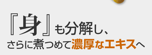 身も分解し、さらに煮つめて濃厚なエキスへ。